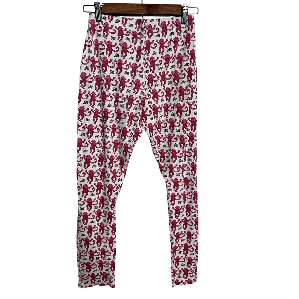 Roller Rabbit Pink Monkey Pajama Pants Womans XS 100% Pima Cotton Made in Peru